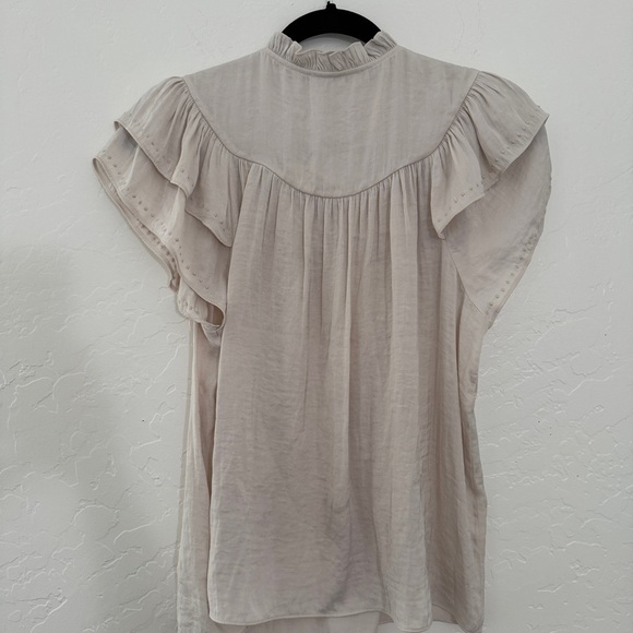 🌸 Rachel Zoe Embroidered Ruffle Sleeve Blouse – Size M - Picture 3 of 6